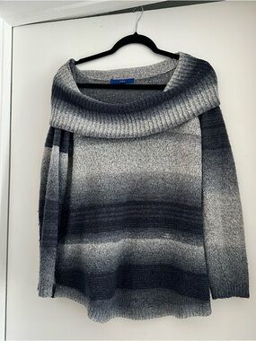 Gradient Gray Off-Shoulder Sweater